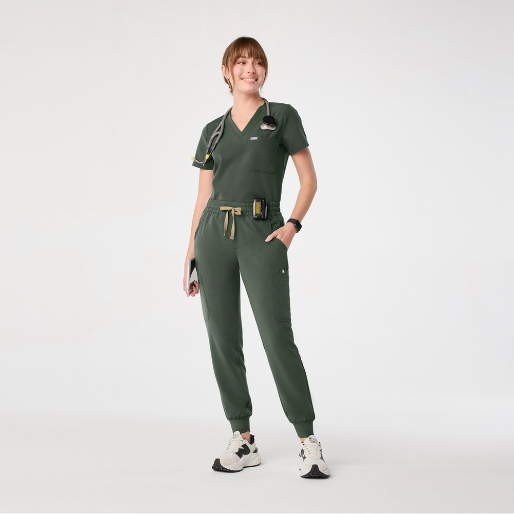 Figs Women's Olive Short Sleeve Top